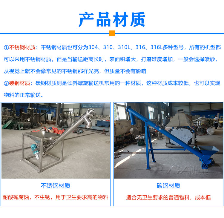 傾斜螺旋輸送機材質